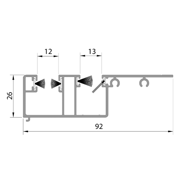 Mini aluminium guide channel RA MKT with seal